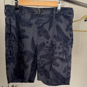 Hurley Navy Floral-Print Flat Front Men's Shorts